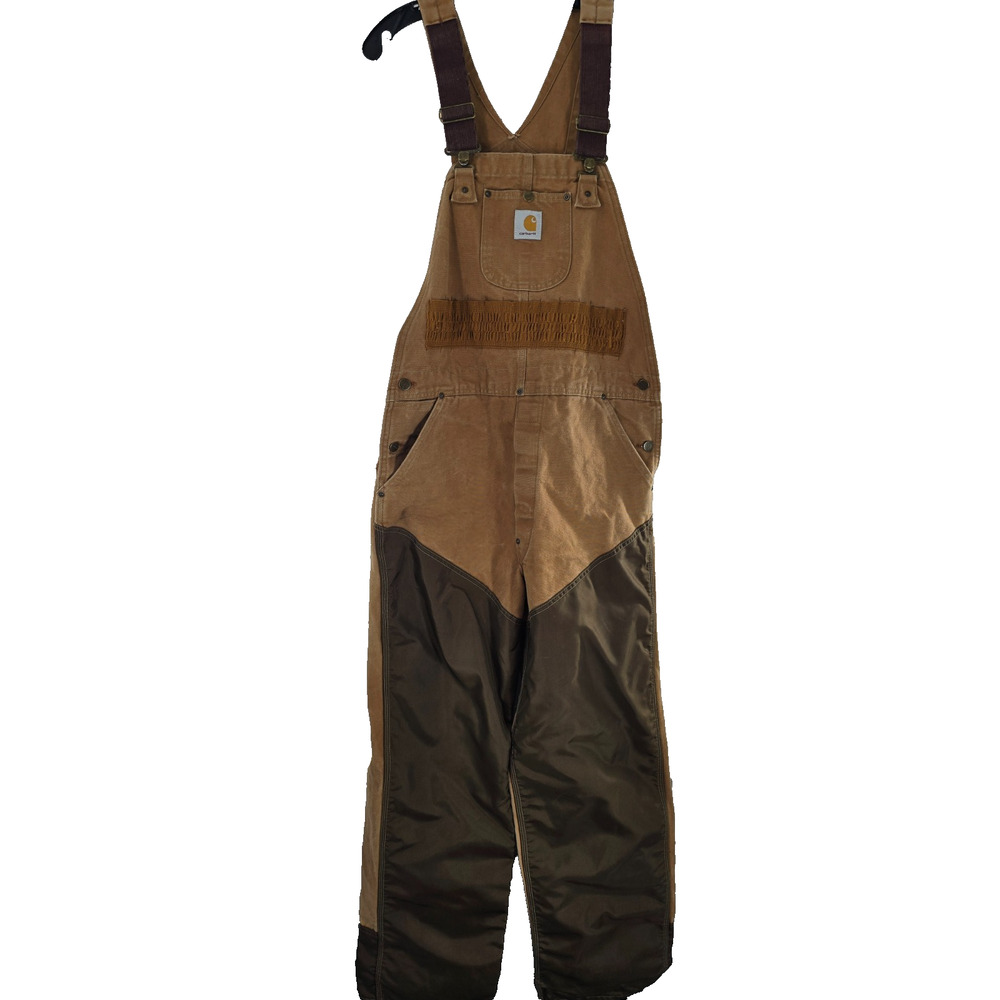 Carhart Duck Bib Overalls Brown Double Knee 36" x 34"